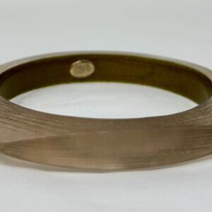 Alexis Bittar squared bangle bracelet acrylic taupe  dark champagne 10K Gold-Pla